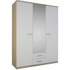 Demeyere Armoire 3 Portes Coloris Blanc Et Naturel Lena -Ledepot-bailleul Soldes Magasin armoire 3 portes coloris blanc et naturel lena