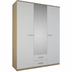 Demeyere Armoire 3 Portes Coloris Blanc Et Naturel Lena