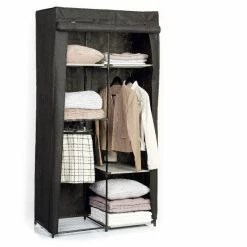Armoire Modulable 3 Penderies / 5 étagères Noir 5Five -Ledepot-bailleul Soldes Magasin armoire penderie 3 etageres noir 2