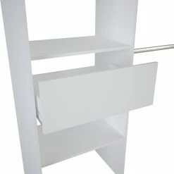 Demeyere Dressing Extensible Blanc Perle Avec Rideau Taupe -Ledepot-bailleul Soldes Magasin armoire placard extensible avec rideau blanc perle 5