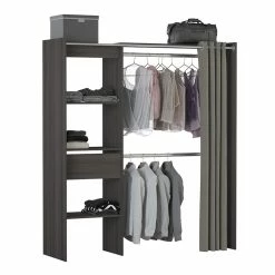Demeyere Armoire/Placard Extensible SEATTLE Avec Rideau Chêne Vulcano -Ledepot-bailleul Soldes Magasin armoire placard extensible seattle avec rideau chene vulcano 4