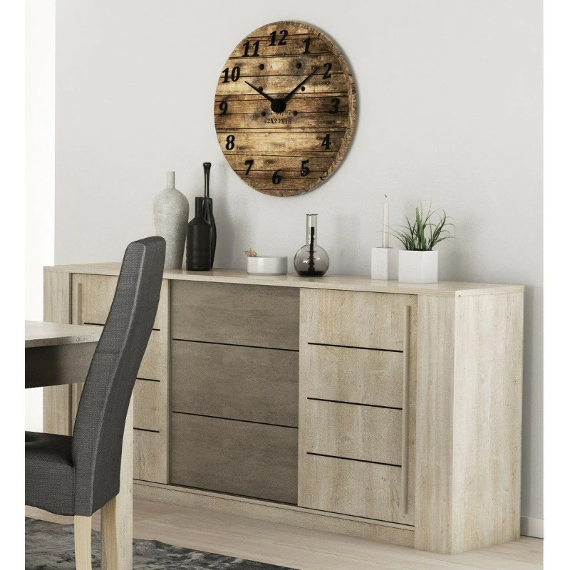 Demeyere Bahut 3 Tiroirs + 2 Portes CANNES Chêne Champagne/béton Clair 4 Demeyere Bahut 3 Tiroirs + 2 Portes CANNES Chêne Champagne/béton Clair – Image 2