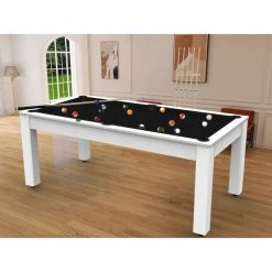 Billard Américain Arizona 7 Pieds Blanc Laqué / Tapis Noir -Ledepot-bailleul Soldes Magasin billard americain arizona 7 pieds blanc tapis noir 2