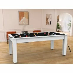 Billard Américain Arizona 7 Pieds Blanc Laqué / Tapis Noir -Ledepot-bailleul Soldes Magasin billard americain arizona 7 pieds blanc tapis noir 6
