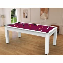 Billard Américain Arizona 7 Pieds Blanc Laqué / Tapis Prune -Ledepot-bailleul Soldes Magasin billard americain arizona 7 pieds blanc tapis prune 5