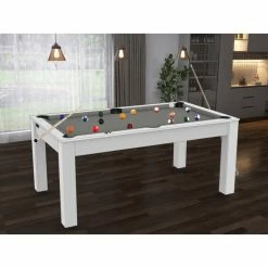 Billard Texas 6 Pieds - Coloris Blanc Laqué / Tapis Gris -Ledepot-bailleul Soldes Magasin billard texas 6 pieds coloris blanc laque tapis gris 2