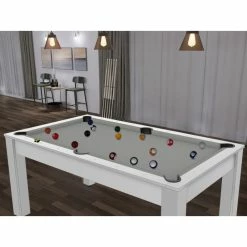 Billard Texas 6 Pieds - Coloris Blanc Laqué / Tapis Gris -Ledepot-bailleul Soldes Magasin billard texas 6 pieds coloris blanc laque tapis gris 6