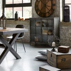 Buffet Broc 2 Portes Métal Noir Atmosphera -Ledepot-bailleul Soldes Magasin buffet broc 2 portes metal noir atmosphera 2