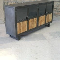 Buffet Métal Et Bois Jodhpur 4 Portes -Ledepot-bailleul Soldes Magasin buffet metal et bois jodhpur 4 portes 1