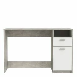 Demeyere Bureau Détroit Béton 1 Porte + 1 Niche + 1 Tiroir -Ledepot-bailleul Soldes Magasin bureau detroit blanc beton 1 porte 1 niche 1 tiroir 2