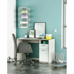 Demeyere Bureau Détroit Béton 1 Porte + 1 Niche + 1 Tiroir -Ledepot-bailleul Soldes Magasin bureau detroit blanc beton 1 porte 1 niche 1 tiroir 4