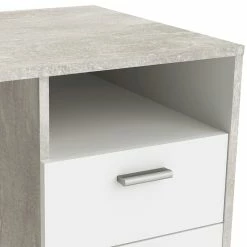 Demeyere Bureau Détroit Béton 1 Porte + 1 Niche + 1 Tiroir -Ledepot-bailleul Soldes Magasin bureau detroit blanc beton 1 porte 1 niche 1 tiroir 5