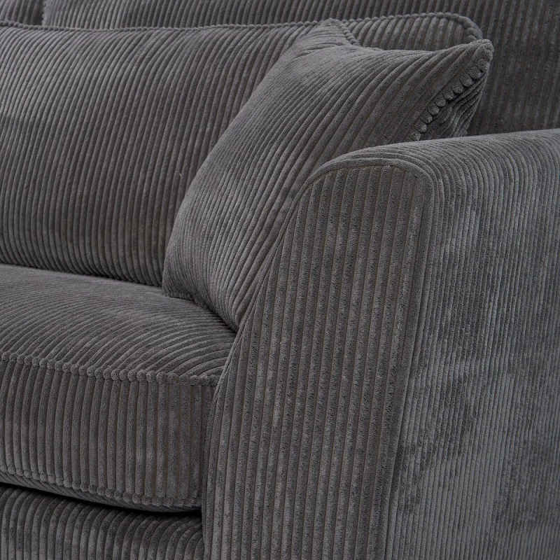 Canapé Angle Droit Isla Velours Côtelé Gris 5 Canapé Angle Droit Isla Velours Côtelé Gris – Image 3