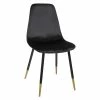 Chaise Velours Noir Pieds Gold Tyka Atmosphera