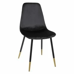 Chaise Velours Noir Pieds Gold Tyka Atmosphera