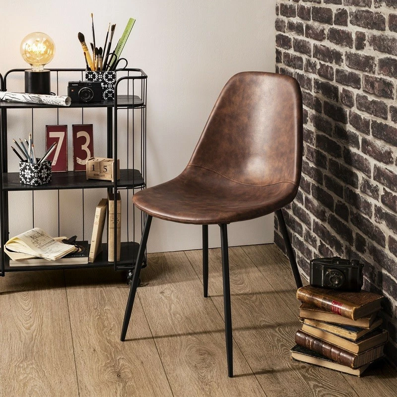 Chaise Vladi Effet Cuir Marron Atmosphera 4 Chaise Vladi Effet Cuir Marron Atmosphera – Image 2