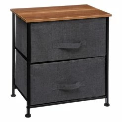 Chevet 2 Tiroirs Tissus Gris Foncé 5Five