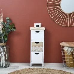 Chiffonnier 3 Tiroirs Chic Naturel Et Blanc -Ledepot-bailleul Soldes Magasin chiffonnier 3 tiroirs chic naturel et blanc 1