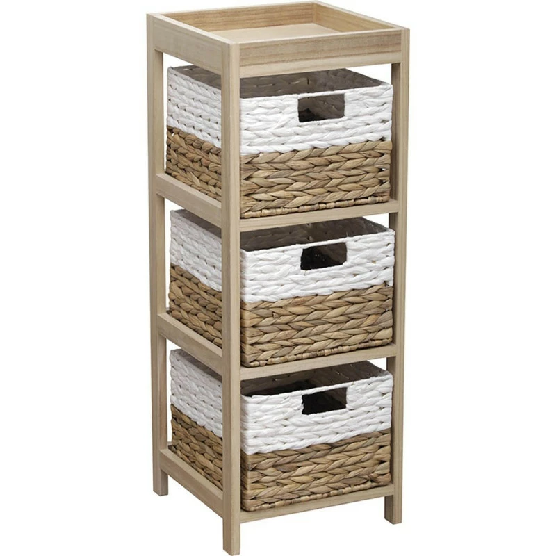 Chiffonnier En Bois 3 Paniers Jacinthe Naturel Et Blanc 3 Chiffonnier En Bois 3 Paniers Jacinthe Naturel Et Blanc
