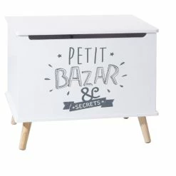 Coffre De Rangement "petit Bazar & Secrets" Blanc Atmosphera