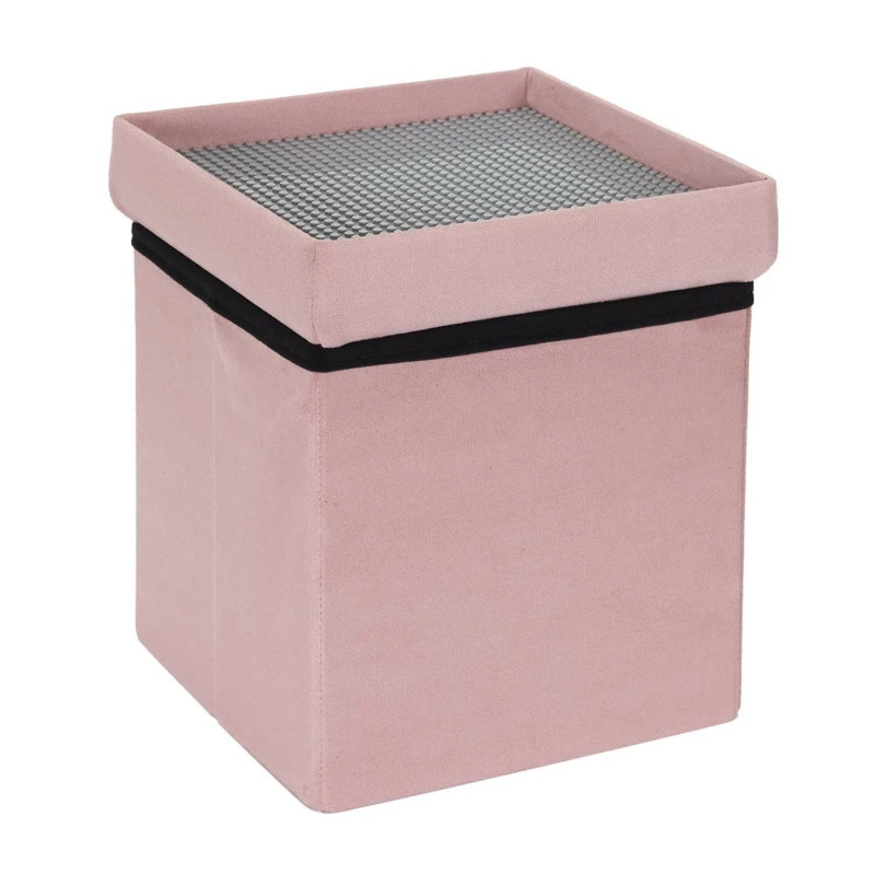 Coffre Pouf Pliable Rose Compatible Briques 3 Coffre Pouf Pliable Rose Compatible Briques