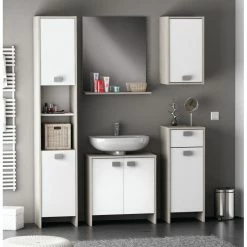 Demeyere Colonne 2 Portes HONOLULU Blanc/chêne Champagne 10 Demeyere Colonne 2 Portes HONOLULU Blanc/chêne Champagne -Ledepot-bailleul Soldes Magasin colonne 2 portes honolulu blanc chene champagne 3