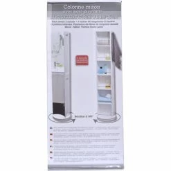 Colonne Pivotante Blanche Avec Miroir Et Niches -Ledepot-bailleul Soldes Magasin colonne miroir base pivotante 2