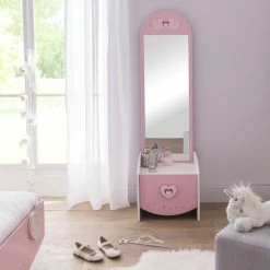 Demeyere Commode Enfant Coiffeuse Anastasia Blanche Et Rose -Ledepot-bailleul Soldes Magasin commmode enfant coiffeuse mulan blanche et rose 2