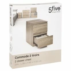 Chevet 2 Tiroirs 38 Cm Dolo Naturel 5five -Ledepot-bailleul Soldes Magasin commode 2 tiroirs 38 cm naturel 5five 3