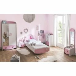 Demeyere Commode Enfant 4 Tiroirs Anastasia Rose Et Blanche -Ledepot-bailleul Soldes Magasin commode enfant 4 tiroirs mulan rose et blanche 2