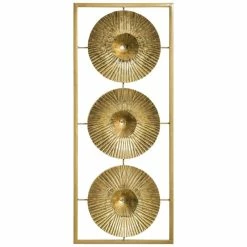 Déco Murale Métal 3 Fleurs Doré Atmosphera