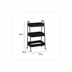Desserte 3 Niveaux à Roulettes Métal Noir 5Five -Ledepot-bailleul Soldes Magasin desserte 3 niveaux a roulettes metal noir 5five 3
