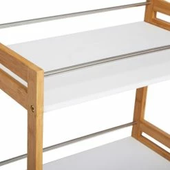 Desserte De Cuisine Bambou Blanc -Ledepot-bailleul Soldes Magasin desserte de cuisine bambou 3