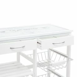 ATMOSPHERA Desserte De Cuisine Verre Blanc Modèle GUSTAF -Ledepot-bailleul Soldes Magasin desserte de cuisine verre blanc modele gustaf 2