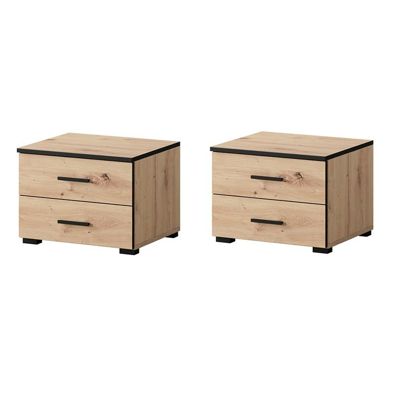 Ensemble De 2 Chevets 2 Tiroirs Nantes Noir Et Bois 3 Ensemble De 2 Chevets 2 Tiroirs Nantes Noir Et Bois