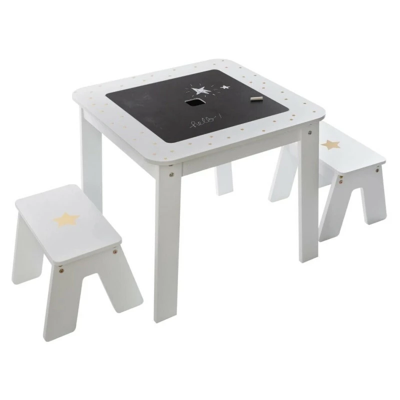 Ensemble Table + 2 Tabourets Enfant Blanc Doré Dream Atmosphera 9 Ensemble Table + 2 Tabourets Enfant Blanc Doré Dream Atmosphera – Image 7