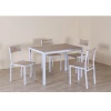 Ensemble Table + 4 Chaises Métal Blanc Et Effet Bois Clair