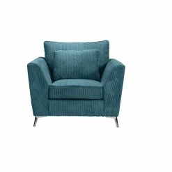 Fauteuil Isla Velours Côtelé Bleu -Ledepot-bailleul Soldes Magasin fauteuil isla velours bleu 3