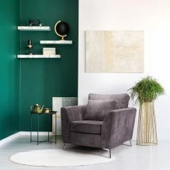 Fauteuil Isla Velours Côtelé Gris