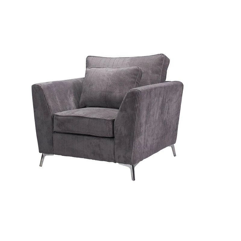 Fauteuil Isla Velours Côtelé Gris 5 Fauteuil Isla Velours Côtelé Gris – Image 3