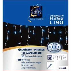 Guirlande 120 LED Tombée De Neige Bleu Fil Transparent -Ledepot-bailleul Soldes Magasin guirlande tombee de neige 120 led bleues fil transparent 2