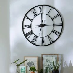 Horloge Chiffres Romains Vintage 70 Cm Noir Atmosphera -Ledepot-bailleul Soldes Magasin horloge chiffres romains vintage 70 cm noir 2