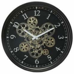Horloge Noire Mécanisme Animé Luxe Atmosphera