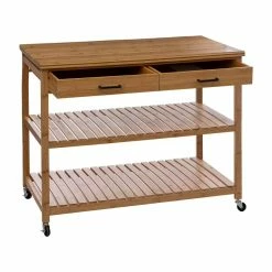 Ilot De Cuisine 2 Tiroirs Bambou Linha 5Five -Ledepot-bailleul Soldes Magasin ilot de cuisine 2 tiroirs bambou linha atmosphera 2