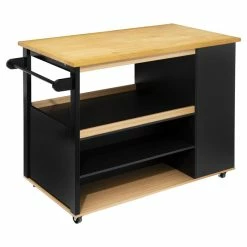 Ilot De Cuisine Noir Et Naturel 5Five -Ledepot-bailleul Soldes Magasin ilot de cuisine noir et naturel 5five 2