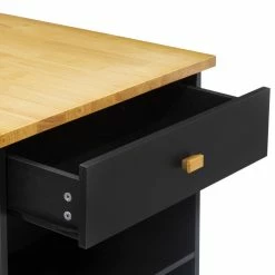 Ilot De Cuisine Noir Et Naturel 5Five -Ledepot-bailleul Soldes Magasin ilot de cuisine noir et naturel 5five 5