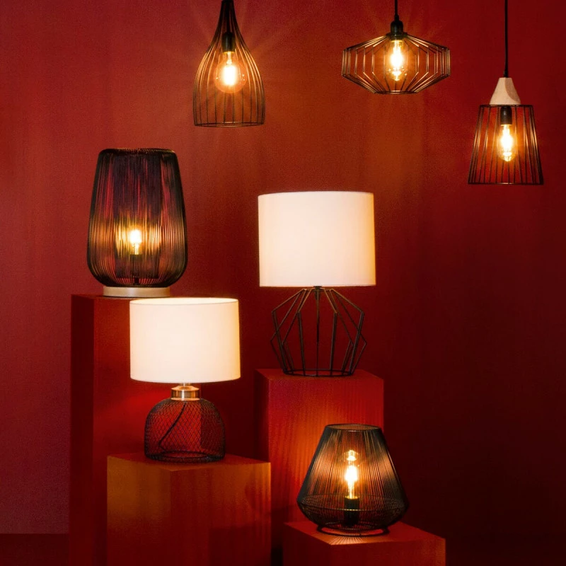 Lampe Grille Emie Noir Et Blanc Atmosphera 6 Lampe Grille Emie Noir Et Blanc Atmosphera – Image 4