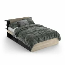 Demeyere Lit 140x190/200 Cm Avec Environnement Life Noir Et Bois