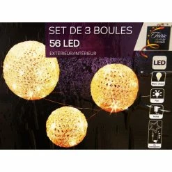 Lot 3 Boules 56 LED Blanc Chaud -Ledepot-bailleul Soldes Magasin lot 3 boules 56 led blanc chaud 2