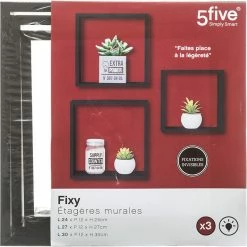 Lot De 3 étagères Murales Coloris Noir 5Five -Ledepot-bailleul Soldes Magasin lot de 3 etageres murales coloris noir 5five 2